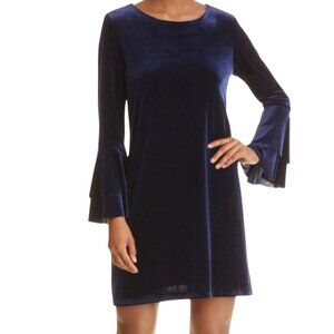 Navy Retro Boho Bell Sleeve Velvet Cocktail Dress Short Mini Whimsigoth Size S